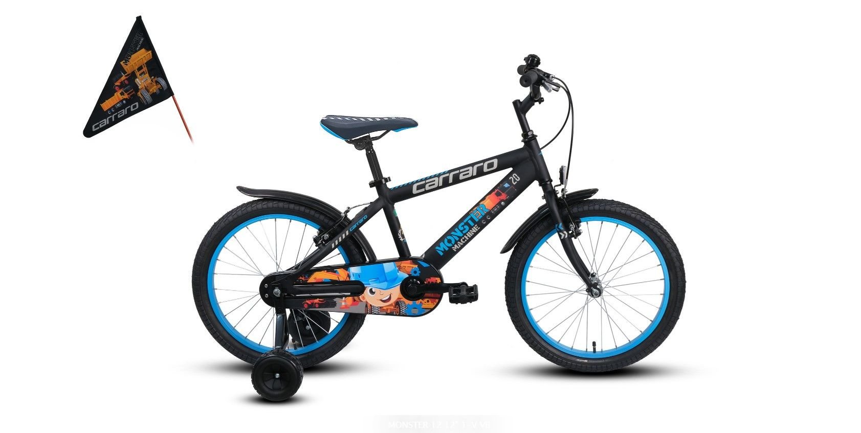 CARRARO MONSTER 12 ERKEK ÇOCUK BİSİKLETİ 210H 1V MAT SİYAH GRİ MAVİ