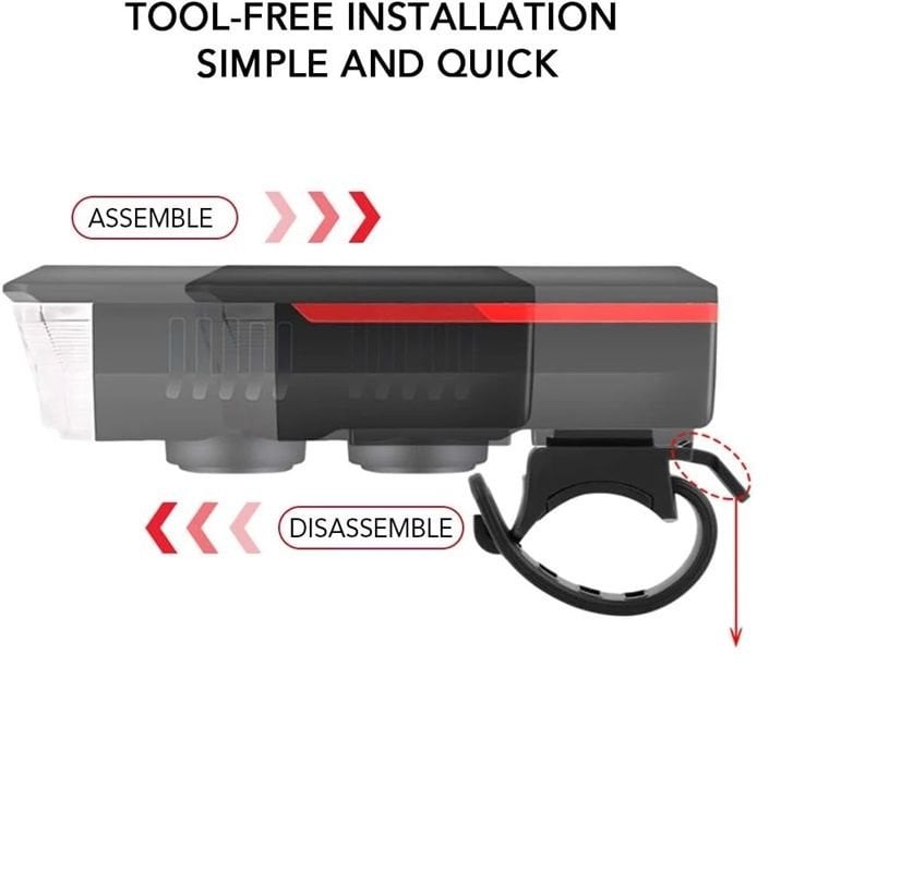 Bisiklet Solar Korna Işık 3 Mod 120 Desibel 350 Lümen Bisiklet Işığı Bisiklet Kornası 2in1