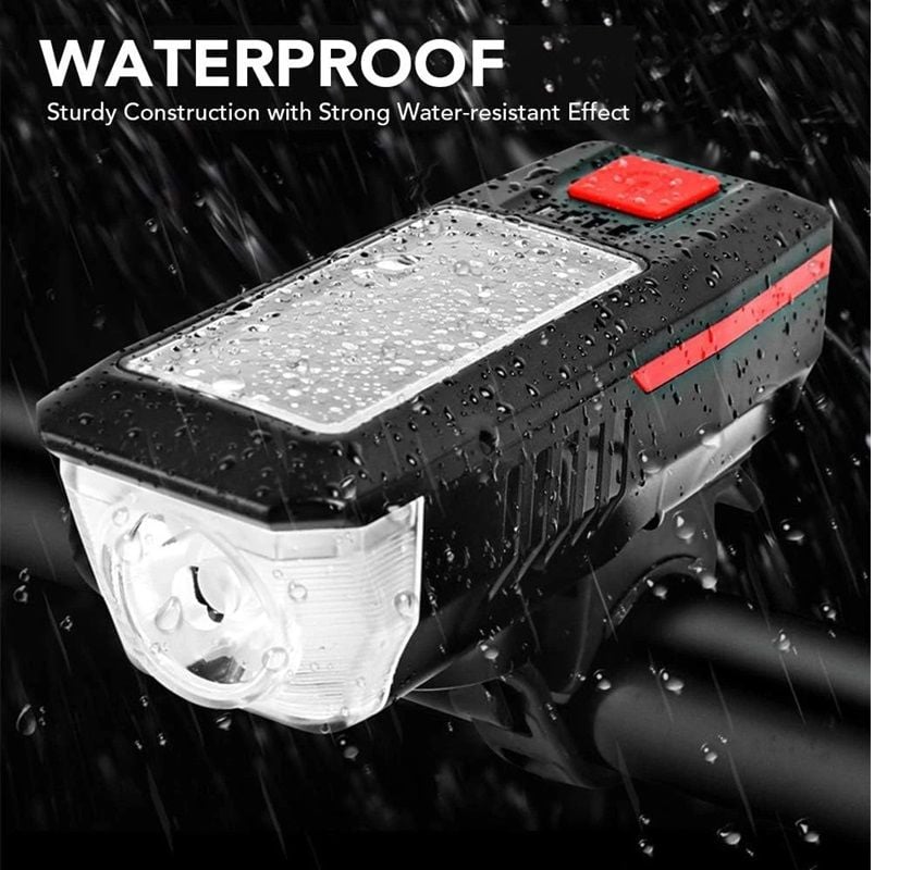 Bisiklet Solar Korna Işık 3 Mod 120 Desibel 350 Lümen Bisiklet Işığı Bisiklet Kornası 2in1