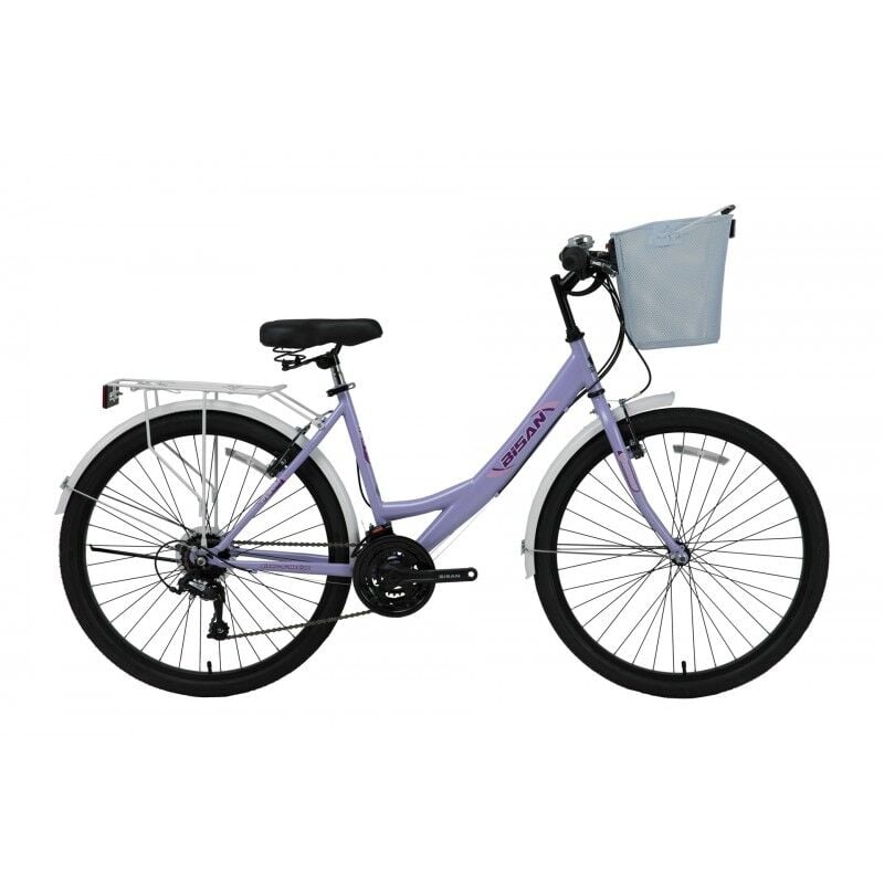 Bisan Mabella 24 Jant V Fren Şehir Bisikleti (Mor Beyaz) 34 CM
