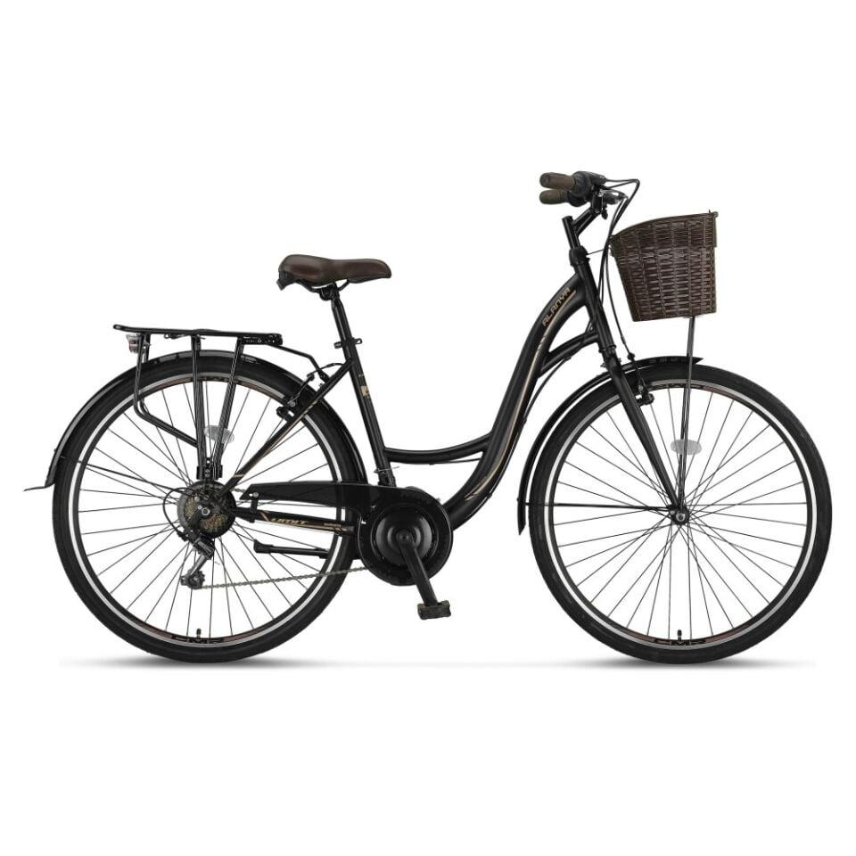 Ümit Alanya - 28 Jant Lady Kadro 47cm Kadro Sepetli Şehir Bisikleti - Siyah Kahverengi