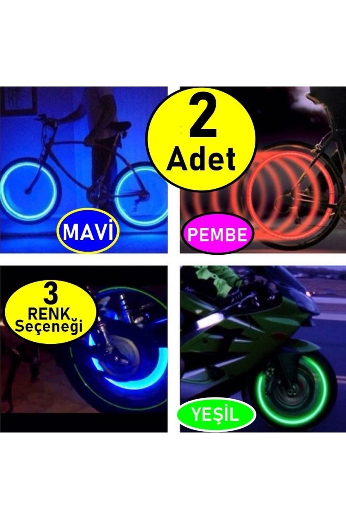 2’li Fotosel Hareket Sensörlü Işıklı Led Sibop Kapağı Bisiklet Motosiklet Lastik Jant Ledli Işığı