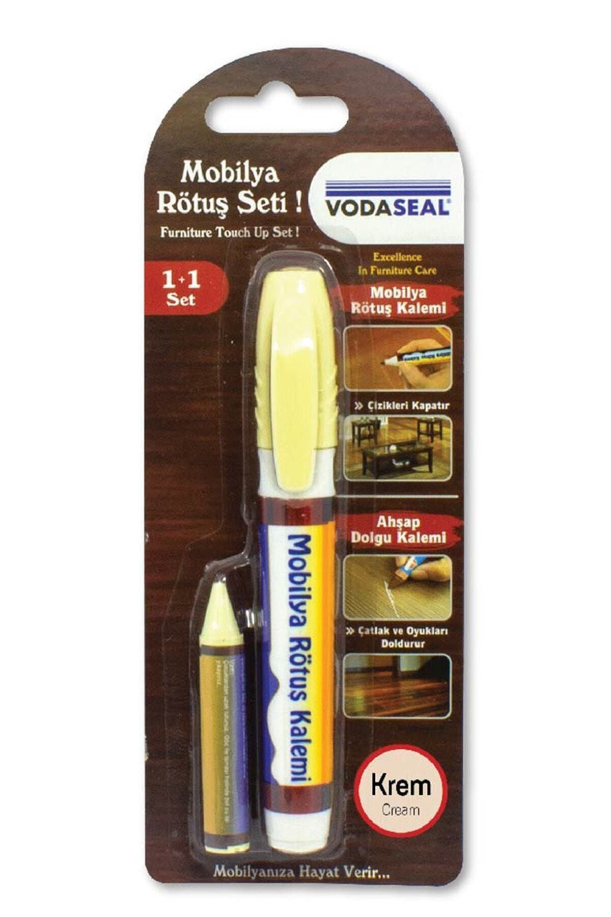 Mobilya Rötuş Kalemi + Ahşap Dolgu Kalemi - Set Krem