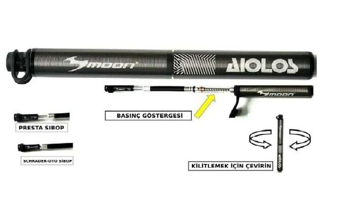 Moon Aıolos Gauge Pro-HP Hortumlu Bar Göstergeli Bisiklet Pompası 160Psi