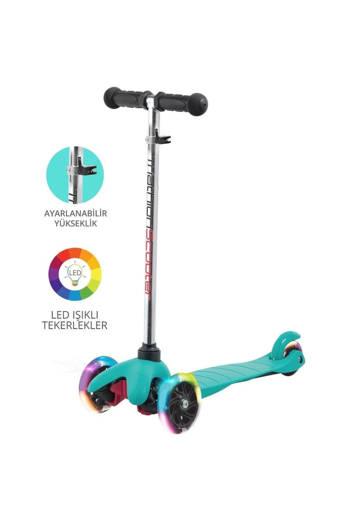 Scoter Tech 7 Renk Led Işıklı Tekerlekli Scooter-Kırmızı