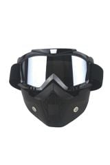 Motorsiklet Bisiklet Açık Kask Maskesi Siyah