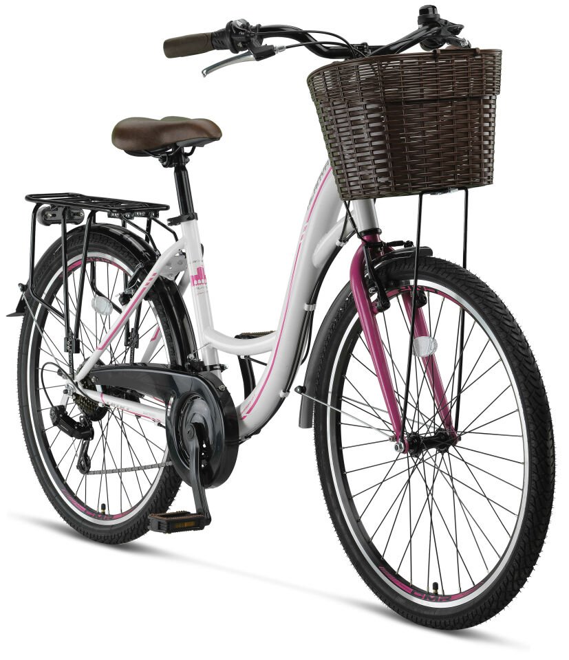 Ümit Alanya - 26 Jant 21 Vites Sepetli Şehir Bisikleti - Beyaz Pembe