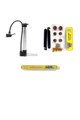 Bisiklet Kısa Alüminyum Pompa 32 Cm + Lastik Tamir Mini Yama Seti Levyeli