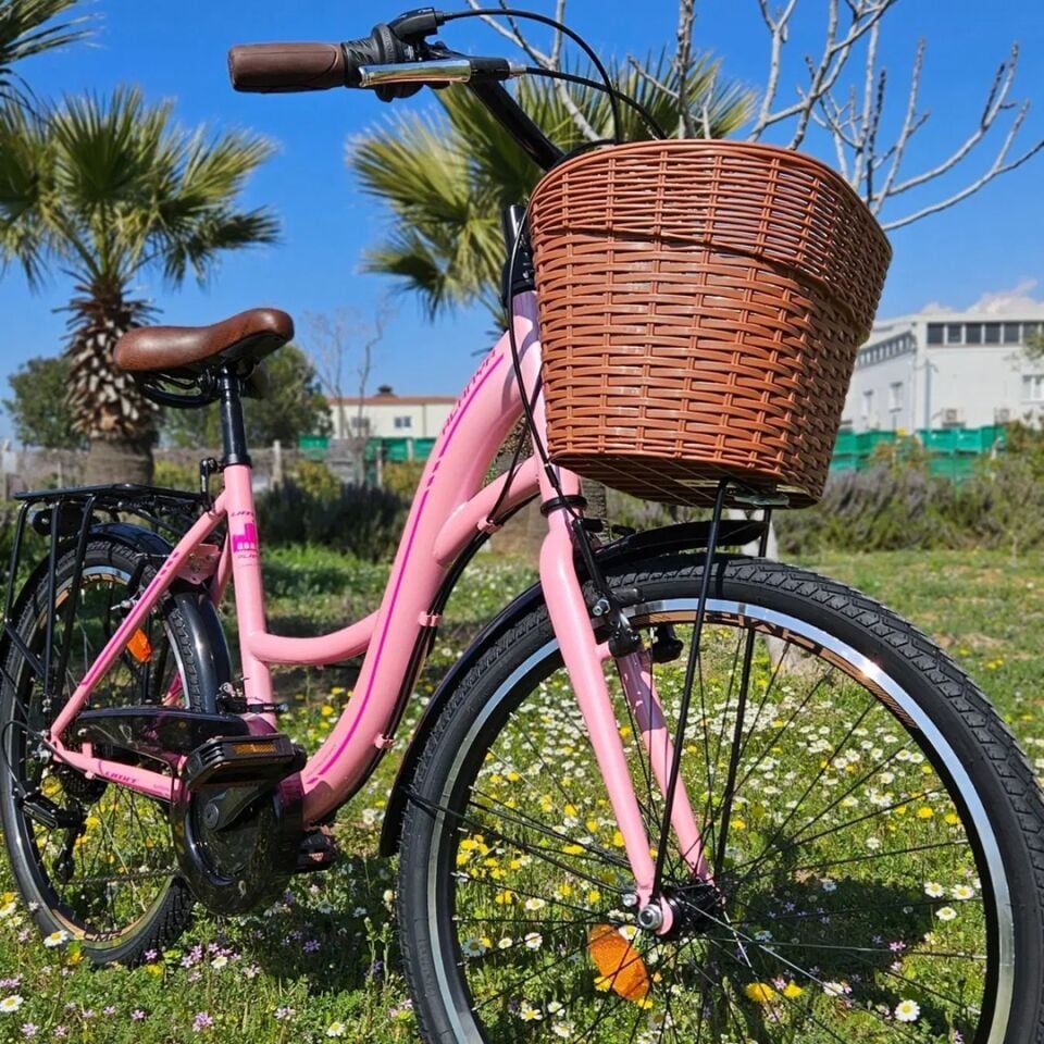 Ümit Alanya - 24 Jant 21 Vites Sepetli Çocuk Bisikleti - Toz Pembe