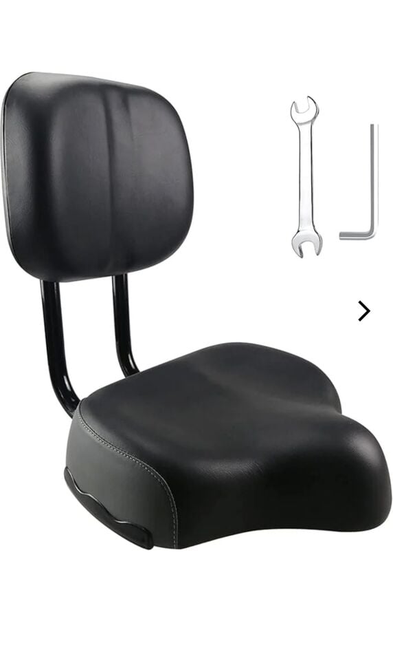 Sırt Destekli Bisiklet Selesi Koltuğu Arkalıklı Ayarlamalı Geniş Elektrikli Bisiklet Koltuk Siyah