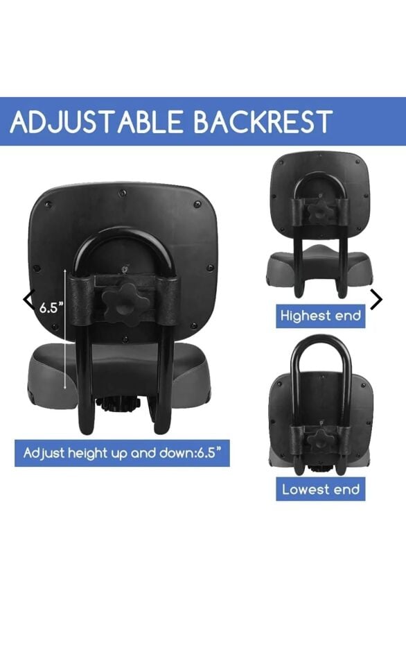 Sırt Destekli Bisiklet Selesi Koltuğu Arkalıklı Ayarlamalı Geniş Elektrikli Bisiklet Koltuk Siyah