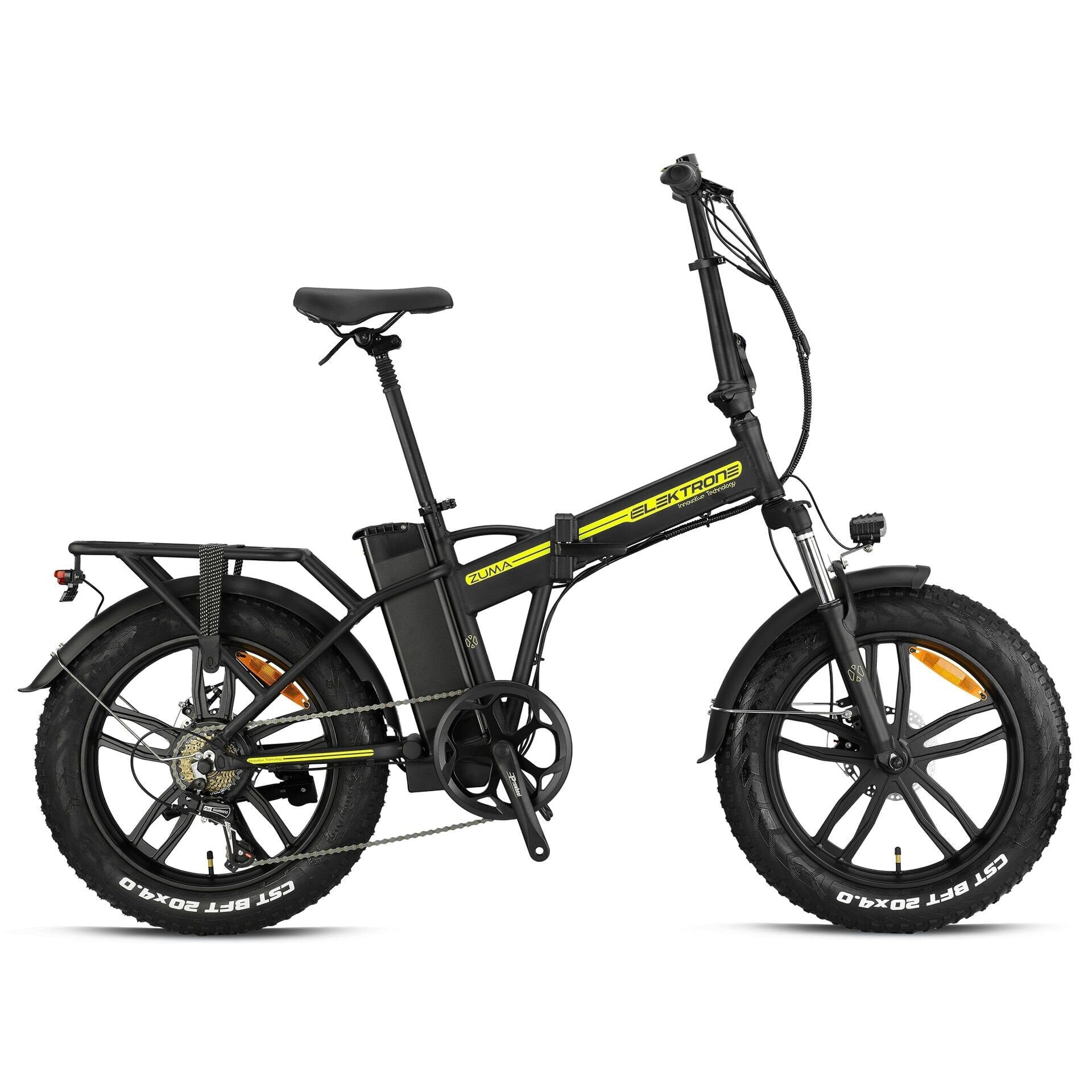 20 Elektrone Zuma 7v Hidrolik Disk Fren Elektrikli Katlanır Fat Bisiklet MAT SİYAH NEON SARI