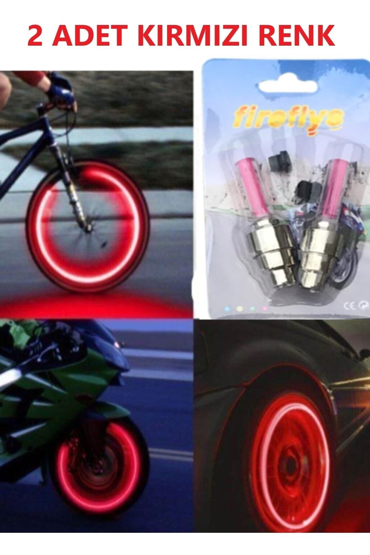 1 Çift Led Işıklı Fotosel Hareket Sensörlü Kırmızı Işıklı Bisiklet Araba Motor Sibop Kapağı Lambası