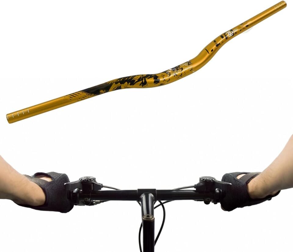 Lunje Alüminyum 31.8 780 mm Riser Mtb Gidon Bisiklet Gidonu Bukalemun Sarı