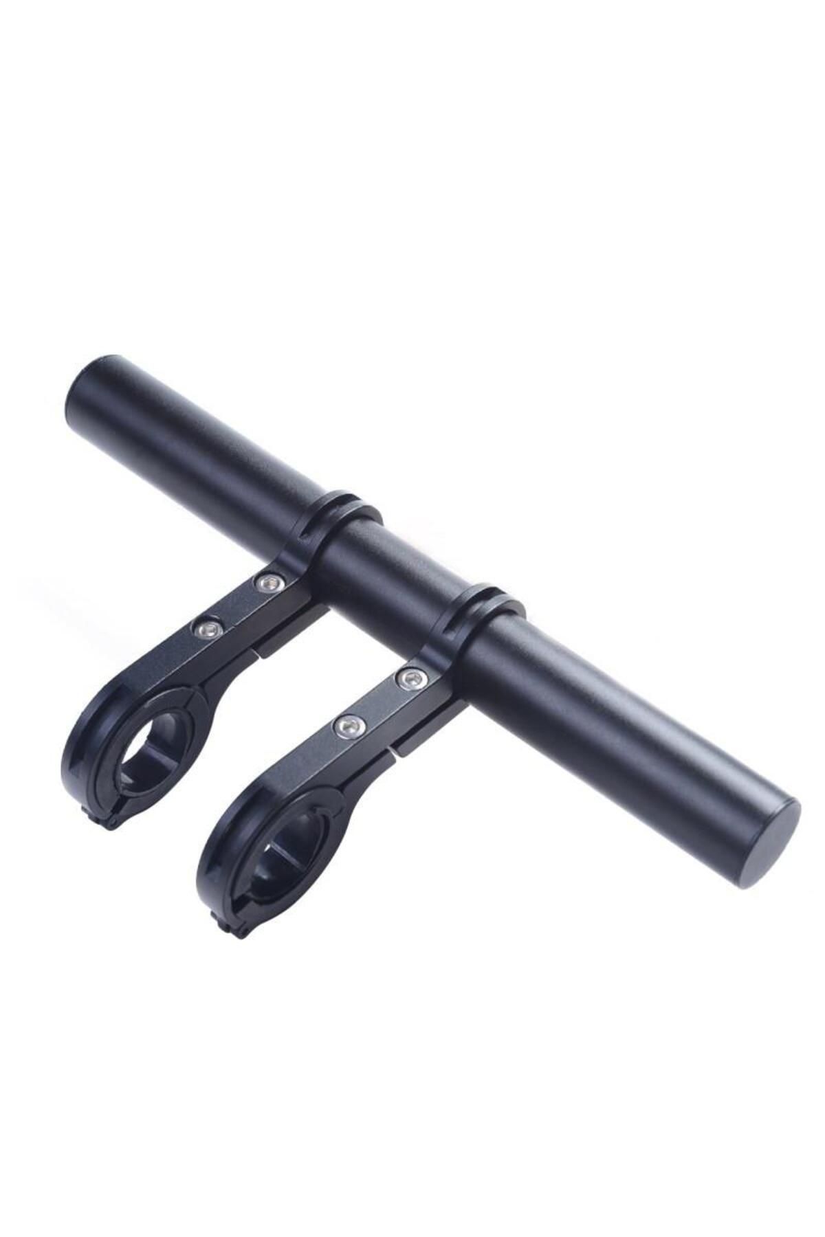 Bisiklet Bisiklet Gidon Tutucu 20 Cm Çift Ayak Uzatma Bar Kilometre Fener Montaj Siyah