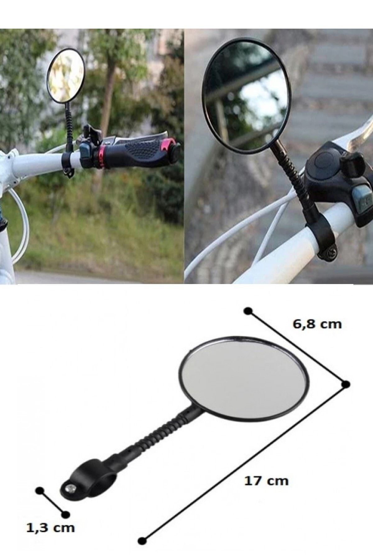1 Adet Bisiklet Aynası Geniş Açılı Scooter Dikiz Aynası Yuvarlak Gidon Bağlantılı Ayna