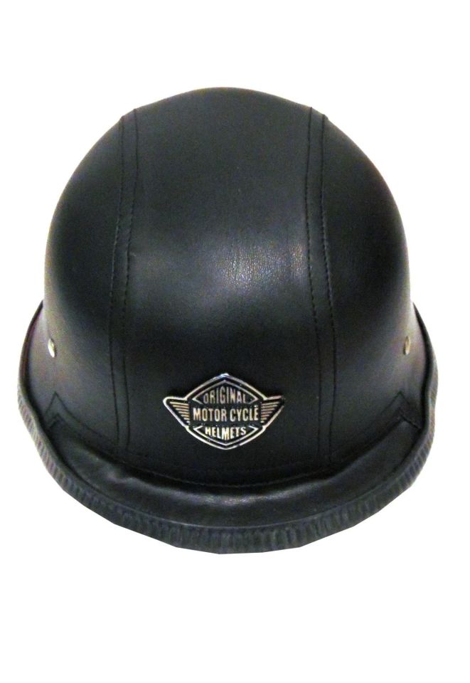 130 Deri Kaplı Miğfer Kask - Siyah