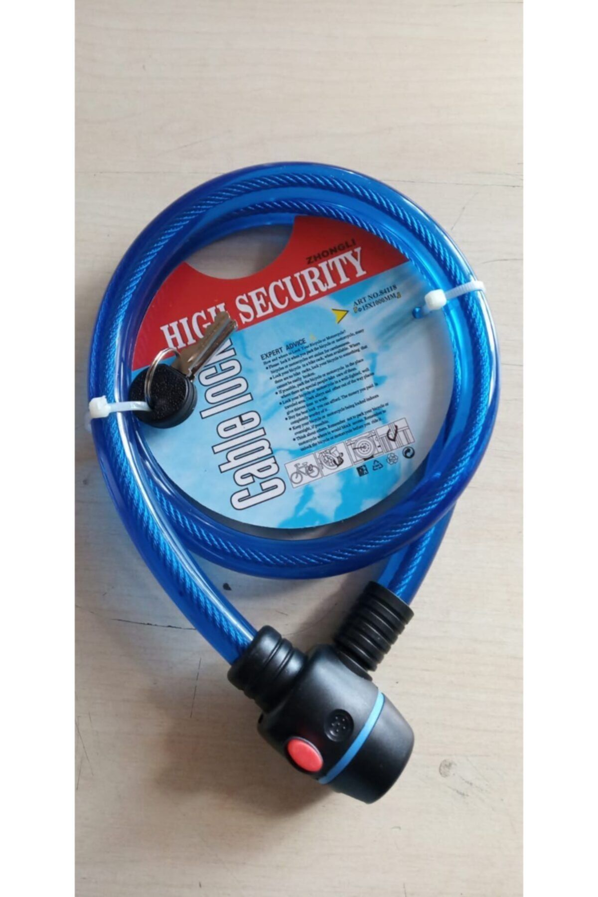 Zhongli Cable Lock 15x1000 mm Boyunda Dayanıklı Bisiklet Ve Motor Kilidi Onay Bisiklet