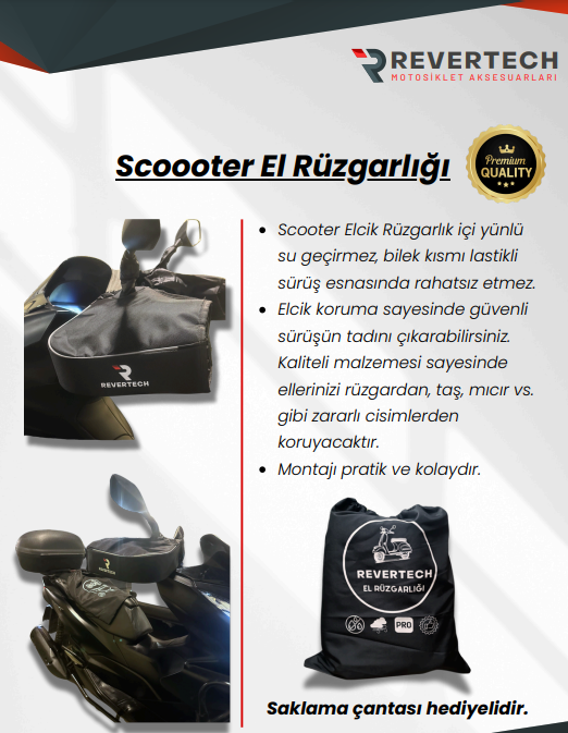 Maxi Scooter ve Vitesli El Rüzgarlığı Kaliteli Saklama Çantası Hediyeli