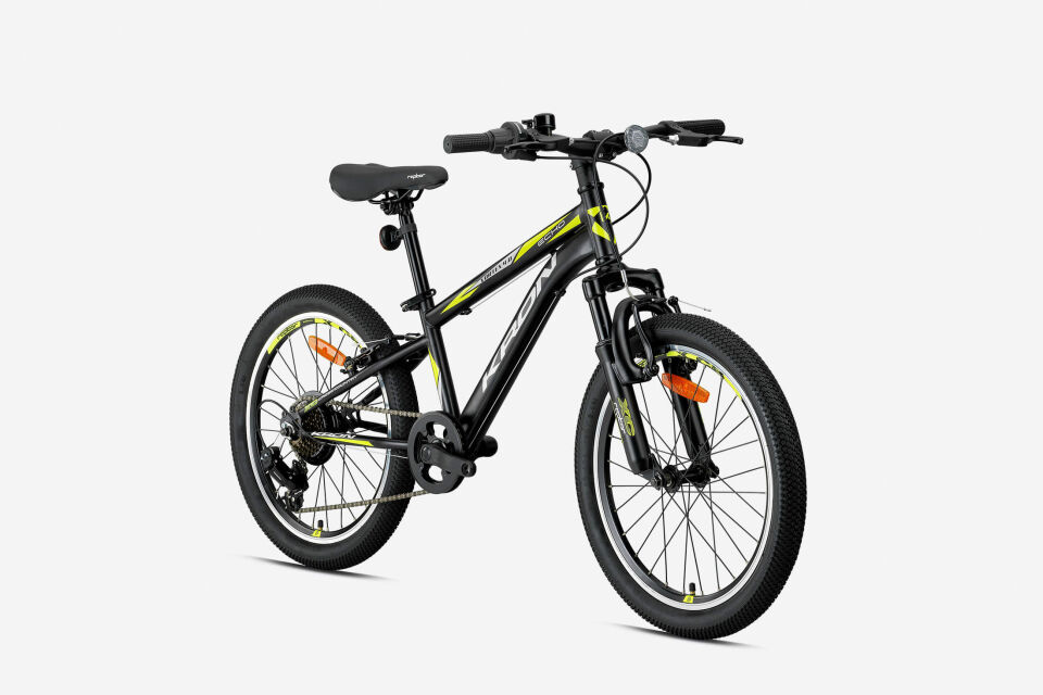 KRON VORTEX 4.0 20 JANT MTB 11 7 VİTES V FREN MAT SİYAH GRİ NEON SARI