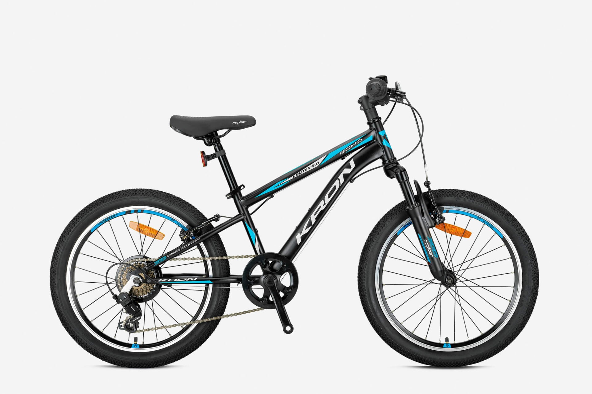 KRON VORTEX 4.0 20 JANT MTB 11 7 VİTES V FREN MAT SİYAH GRİ MAVİ