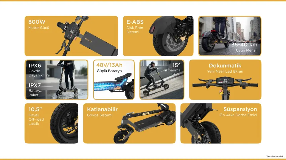 ONVO MX-01 800 W 40 km Menzil Elektrikli Scooter