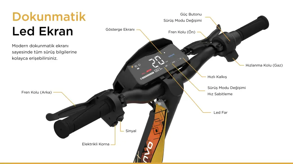 ONVO MX-01 800 W 40 km Menzil Elektrikli Scooter