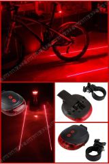 Bisiklet Scooter Lazer Şeritli Arka Stop Güvenlik Lambası Led Ikaz Işık
