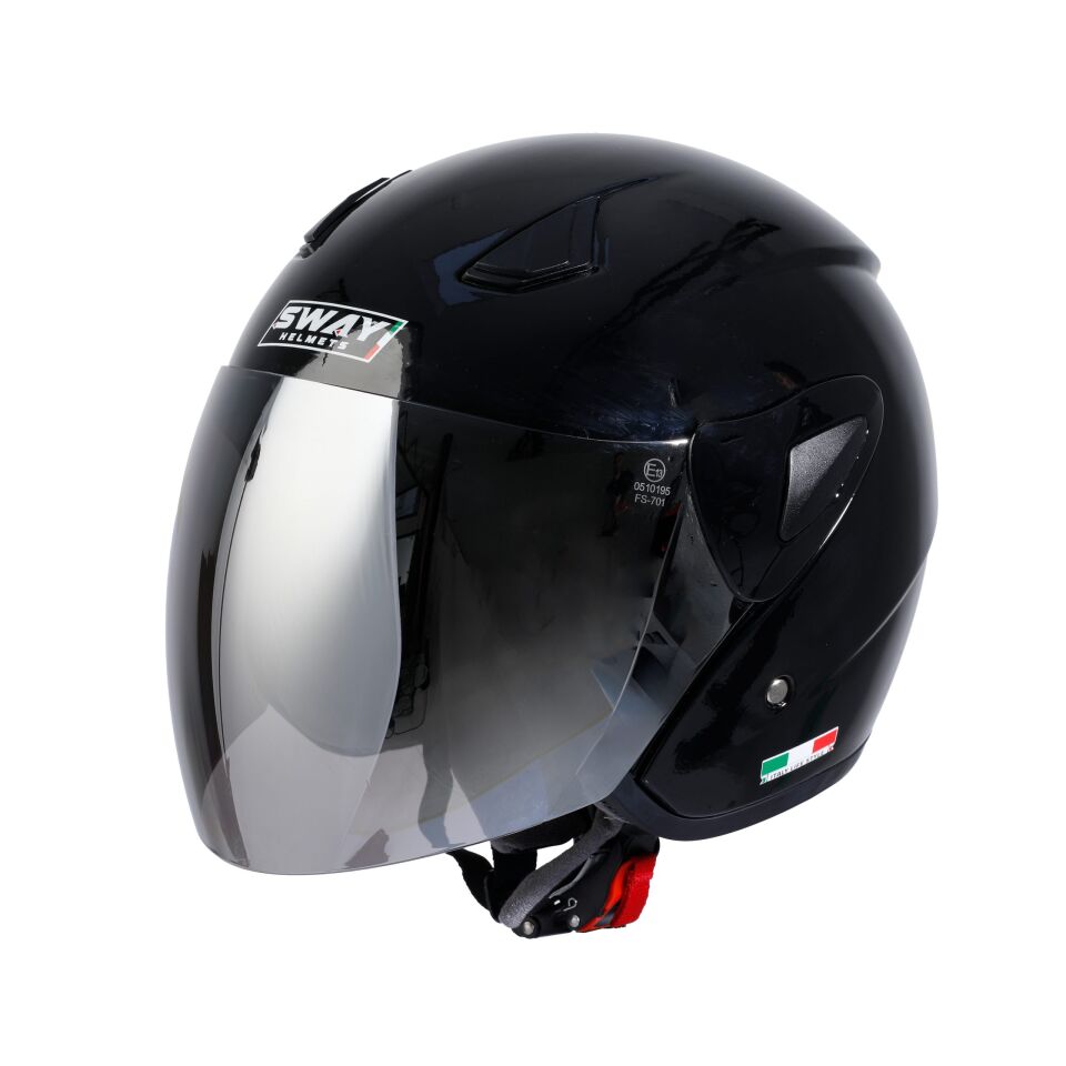SWAY 733 Kask Siyah Yarım Kask XS Beden