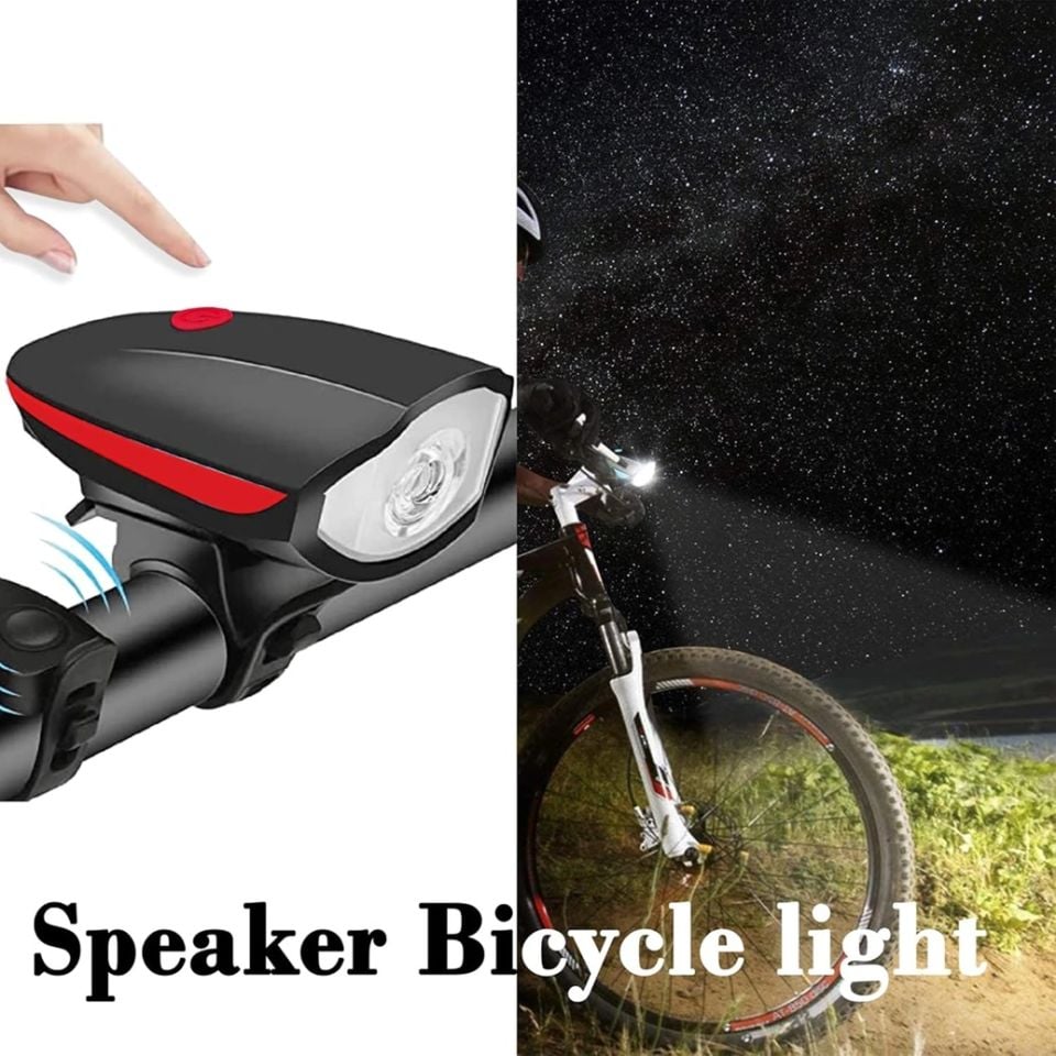 Bisiklet Korna Işık 3 Mod 140 Desibel 250 Lümen 1200Mah Bisiklet Işığı Bisiklet Kornası 2in1