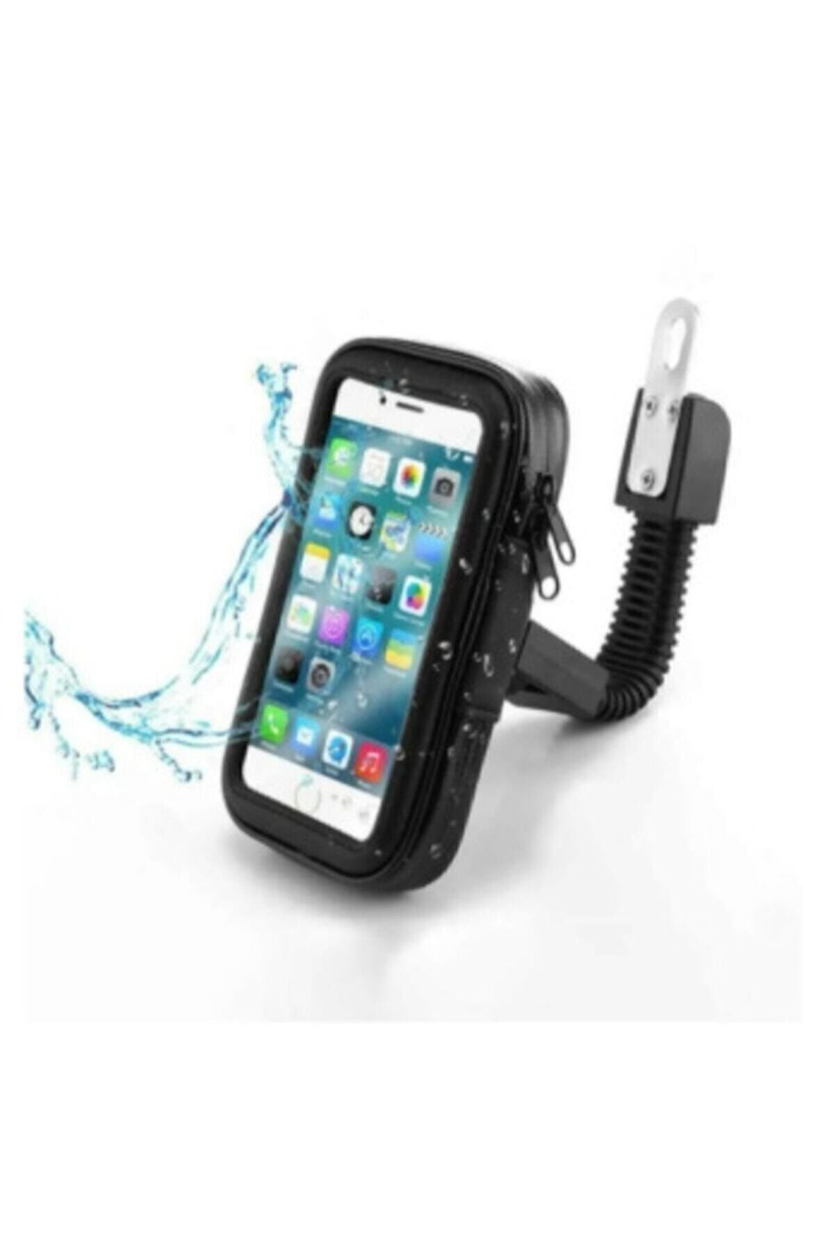 Ayna Bağlantılı Su Geçirmez Motosiklet Bisiklet Telefon Tutucu