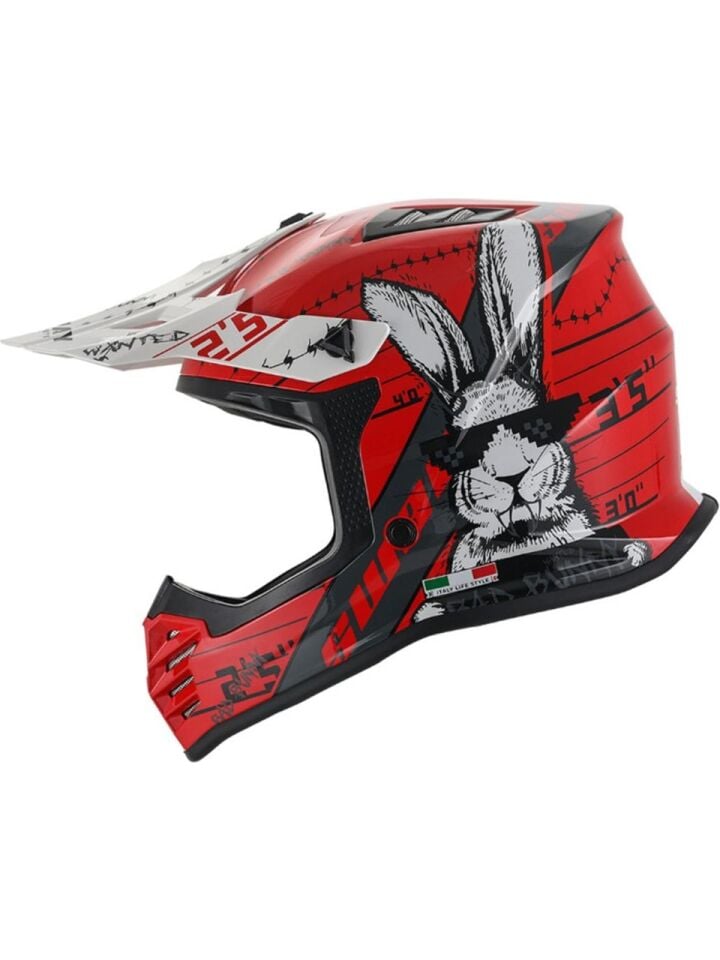 Sway - FS-618 Bunny Cross Kask - Parlak Kırmızı Siyah Beyaz - Xlarge Beden
