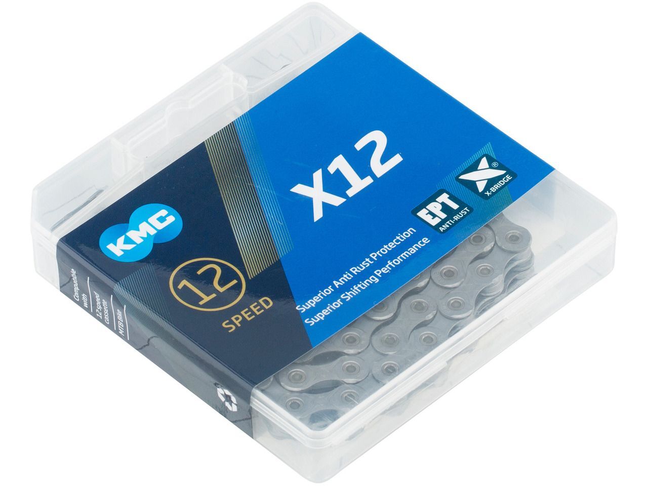 Kmc Zincir X12 12 Vites X-Bridge/EPT Anti-Pas 126 Bakla Silver