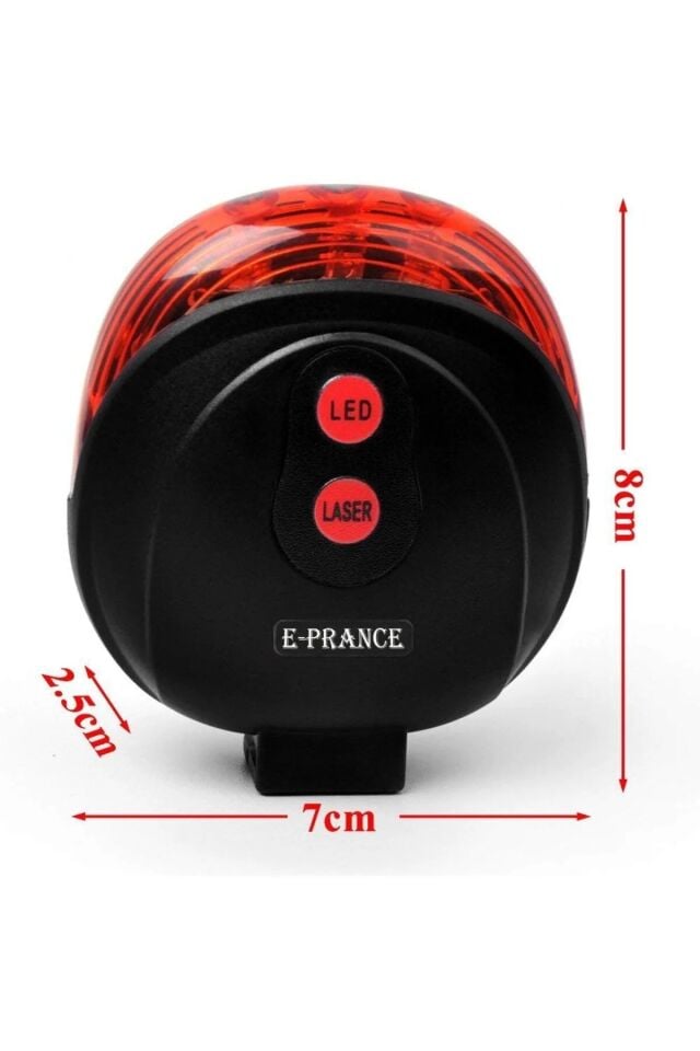 Bisiklet Arka Stop Lambası Lazer Şeritli Led Işık Pilli 7 Fonksiyon 5 LED