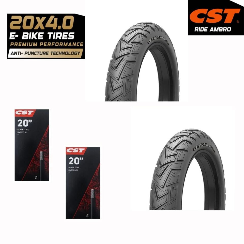 Cst RIDE AMBRO 20x4.0 Telli Dış Lastik Seti 1.5mm Zırhlı Siyah Yanak (2 Dış + 2 İç lastik)