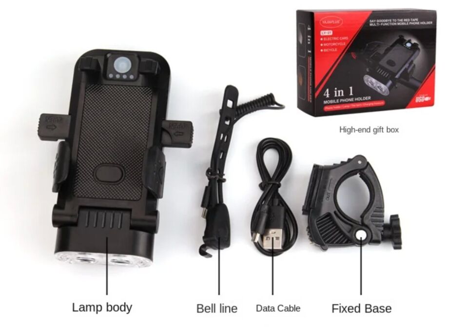 BİSİKLET ÖN LAMBA+KORNA+TELEFON TUTUCU+POWERBANK XBYC-6139-2