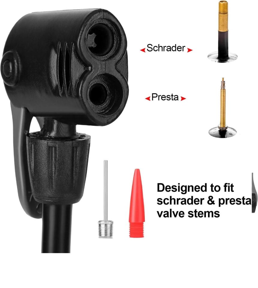 Bisiklet Pompası Bisiklet El Hava Pompası Lastik Pompa Motosiklet Araba ATV Çift Başlıklı +Top