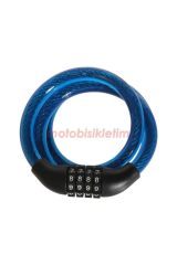 Bisiklet Şifreli Halat Kilit 12x80 [4 Haneli - Değişebilir Şifre]