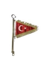 Motosiklet Ve Bisiklet Türk Bayrağı Altın Örgülü Flama