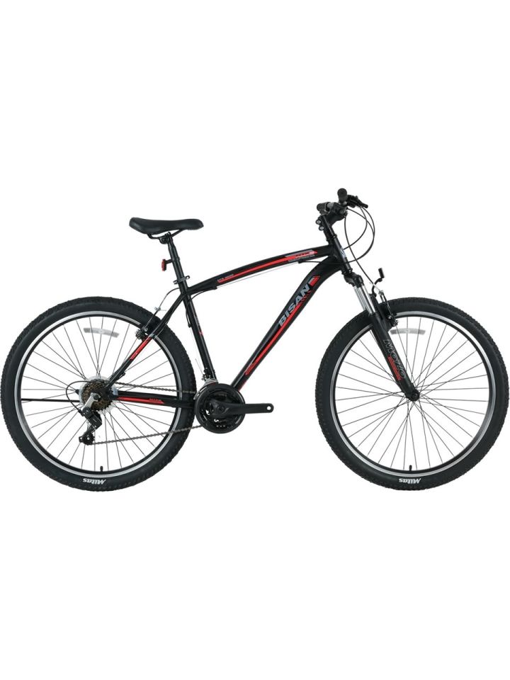 Bisan Mts 4600 V-2023 Erkek Dağ Bisikleti 48CM 27.5 Jant 21 Vites Mat Siyah Kırmızı