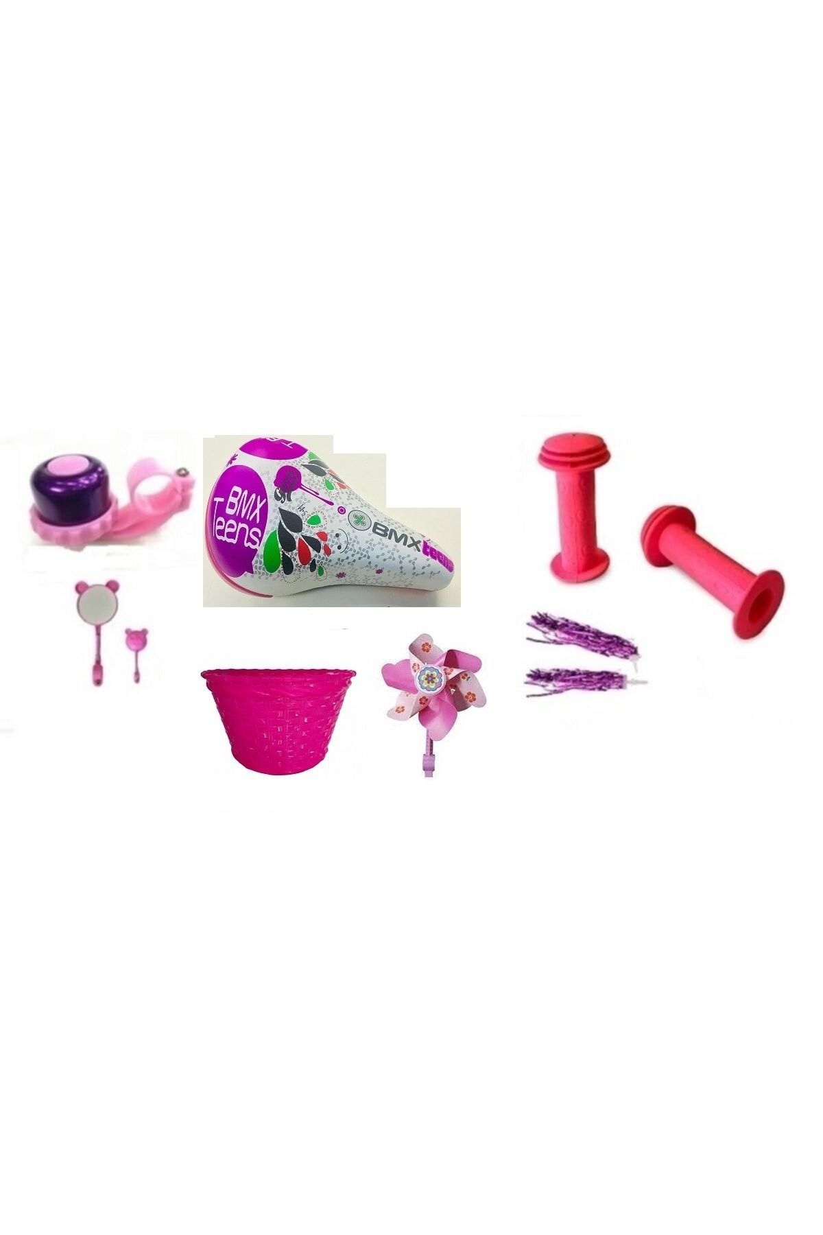 Bisiklet Prenses Dekoratif Set 7 Parça (zil Ayna Sele Sepet Püskül Elcik Rüzgar Gülü )