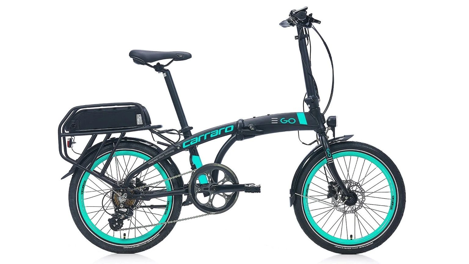 CARRARO 20 E-LINE EGO 2.1 ELEKTRİKLİ KATLANIR BİSİKLET 285H 8-V HD MAT SİYAH-TURKUAZ-GRİ