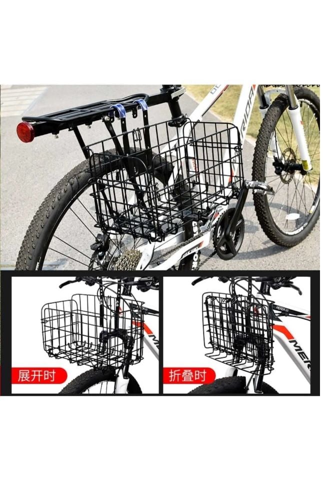 Bisiklet e-bike scooter sepeti katlanabilir Metal ayarlanabilir