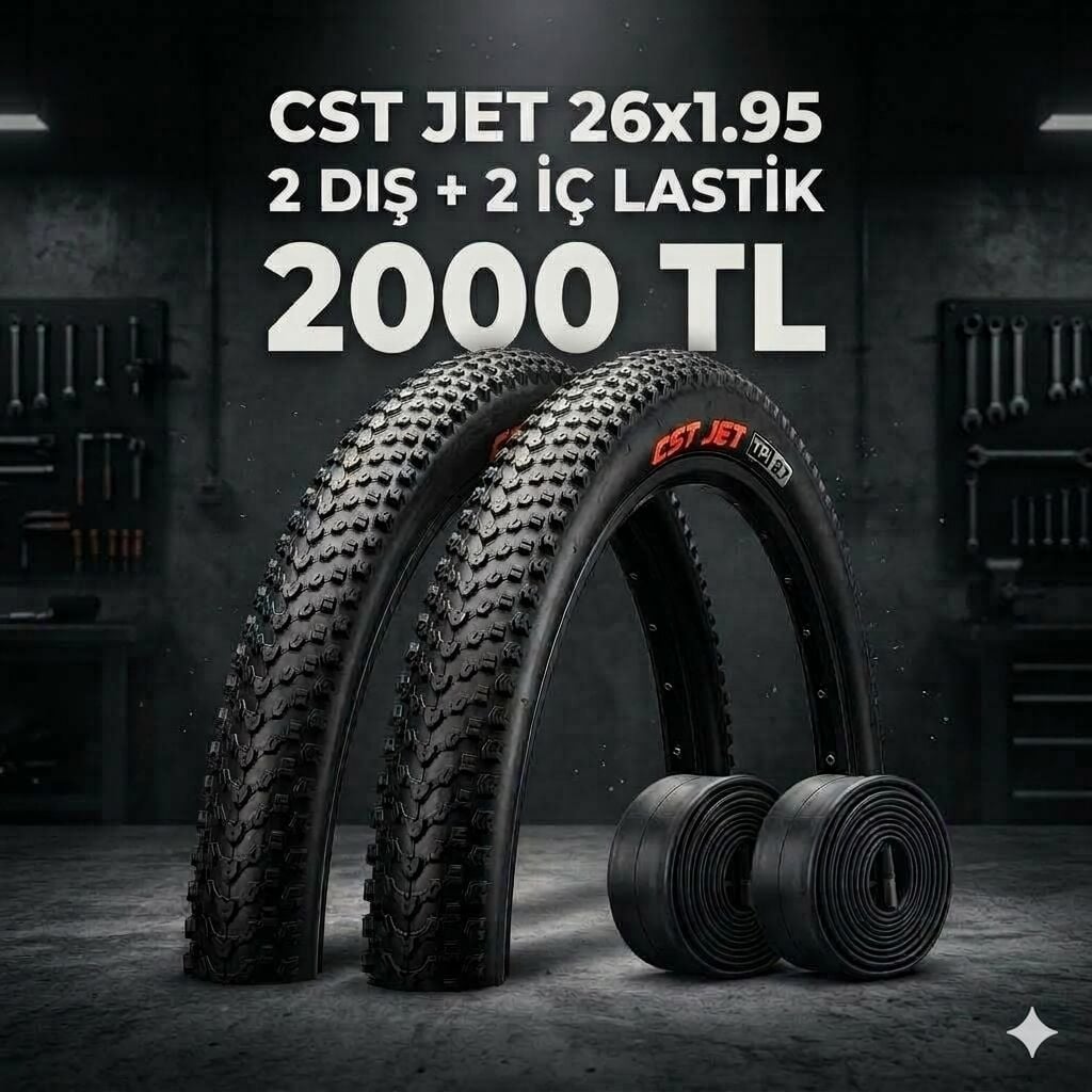 CST Jet 26x1.95 Dış Lastik + İç Lastik Seti (2+2) – 2000 TL Kampanya | 26 Jant MTB Lastik