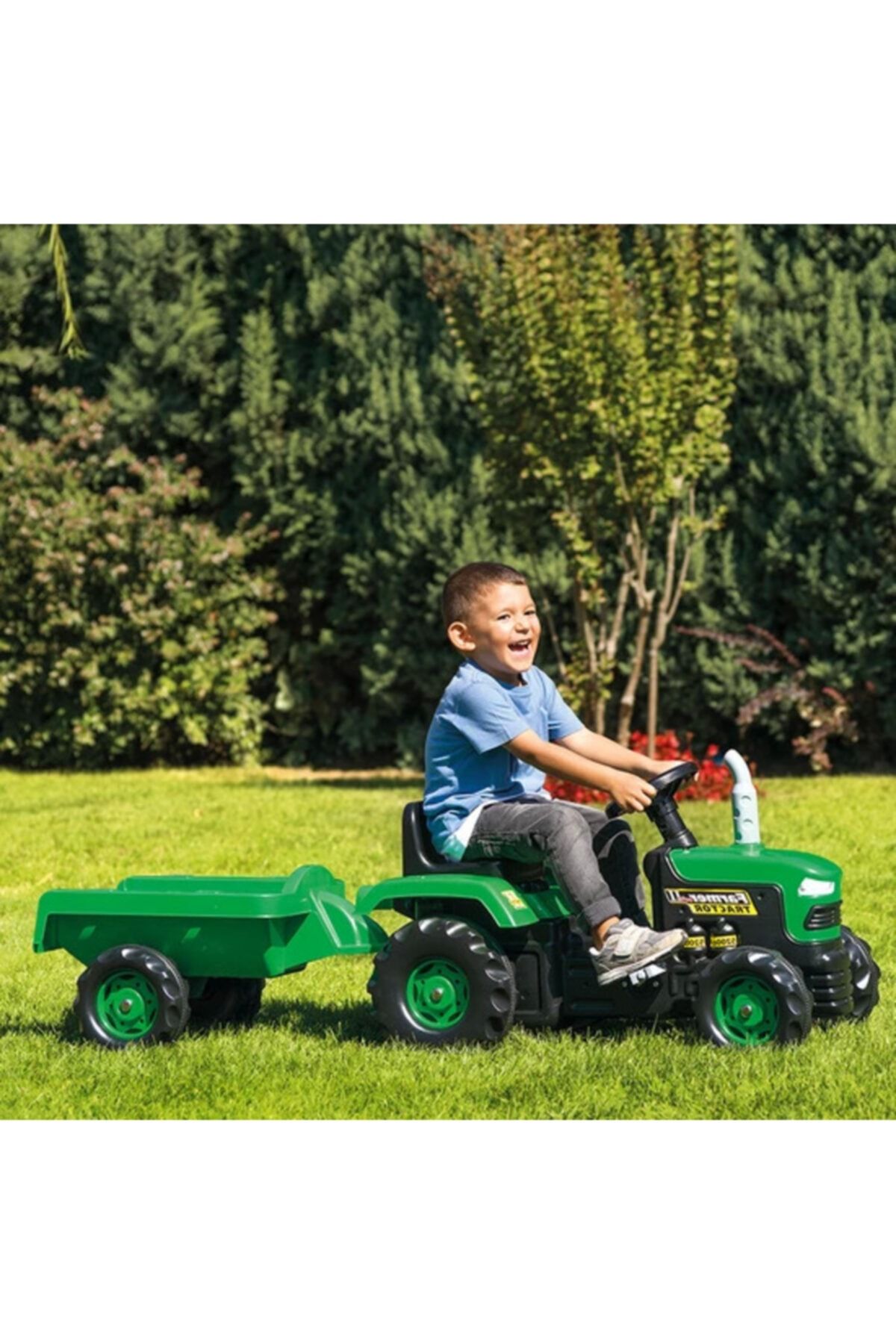 8053 Römorklu Traktör (pedallı) Yeşil