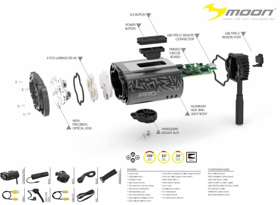 Moon CANOPUS PRO 6000 Lümen USB Bisiklet Ön Lambası