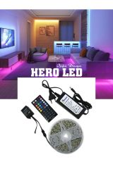 10 Metre 16 Renkli Rgb Şerit Led Set 4 Amper Adaptör 12 Amper 44 Tuşlu Kumanda