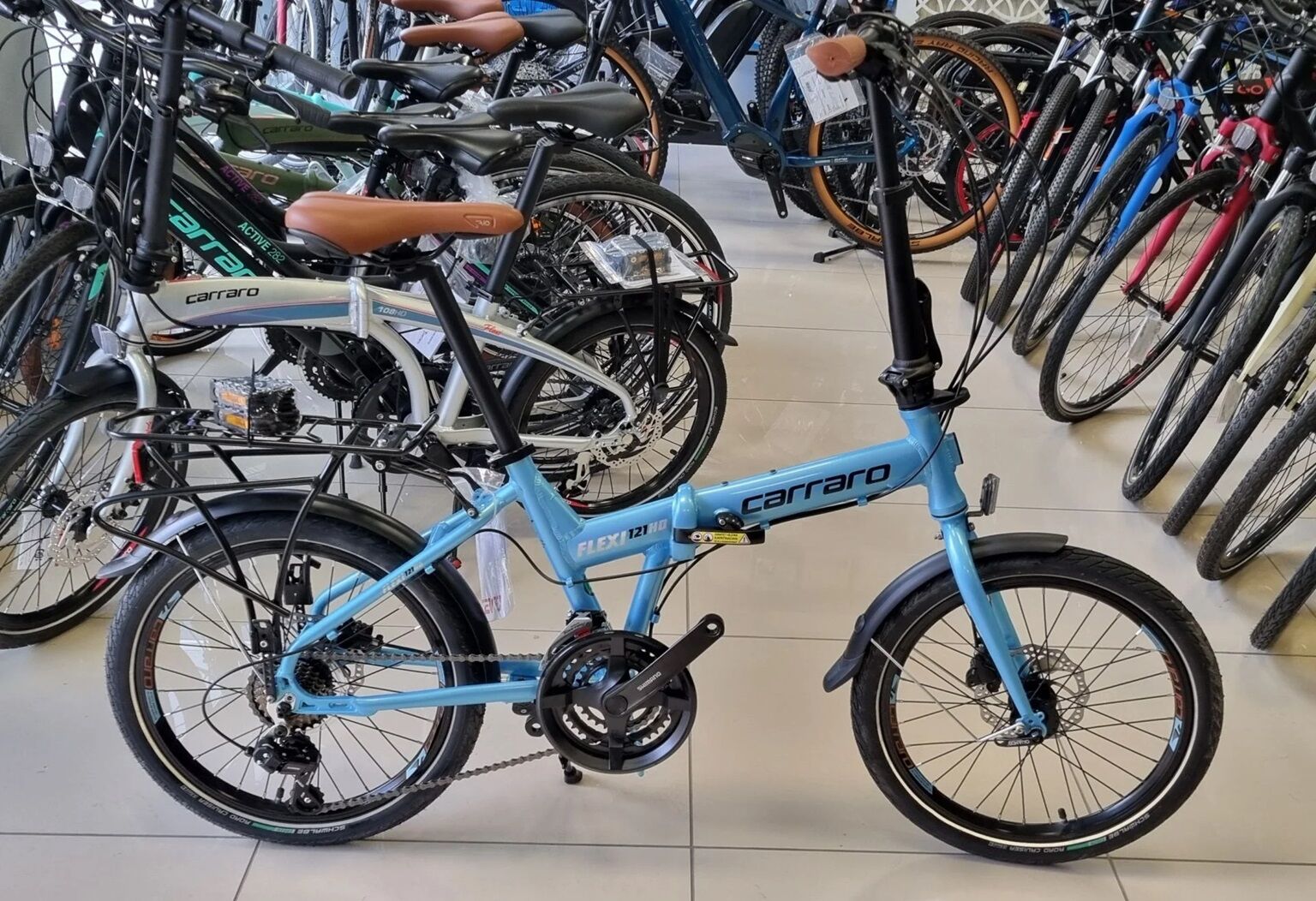 Carraro Flexi 121 Hd 21 Vites Hidrolik Disk Fren Full Shimano Katlanır Bisiklet Petrol Mavi