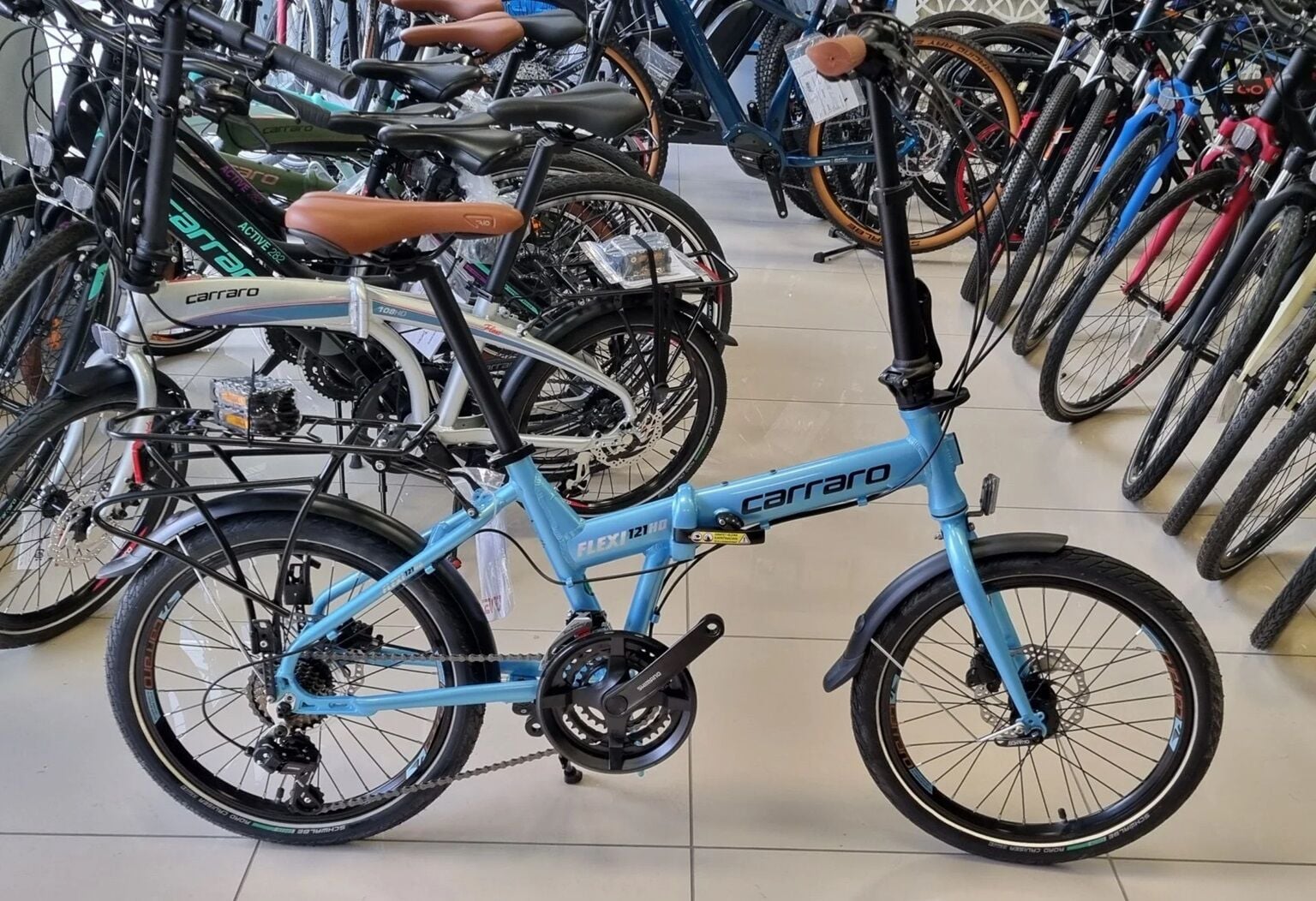 Carraro Flexi 121 Hd 21 Vites Hidrolik Disk Fren Full Shimano Katlanır Bisiklet Petrol Mavi