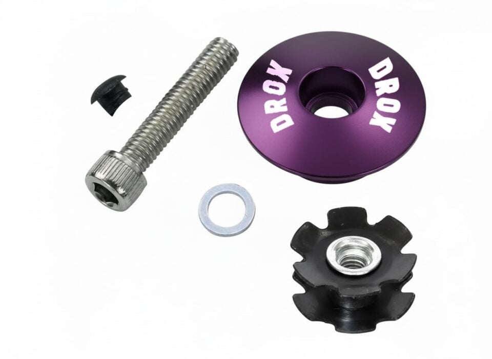 Asistan Drox HC100 Top Cap Set | Mavi, Kırmızı, Sarı ve Mor | Alüminyum Gidon Boğazı Üst Kapak Seti